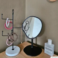 Make-up spiegel organic - zwart metaal - 18 cm