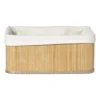 Mand bamboe met teddy - 14x33x25 cm - naturel/wit