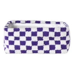 Mand checks groot - paars/wit - 15x36x26 cm