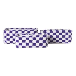 Mand checks groot - paars/wit - 15x36x26 cm