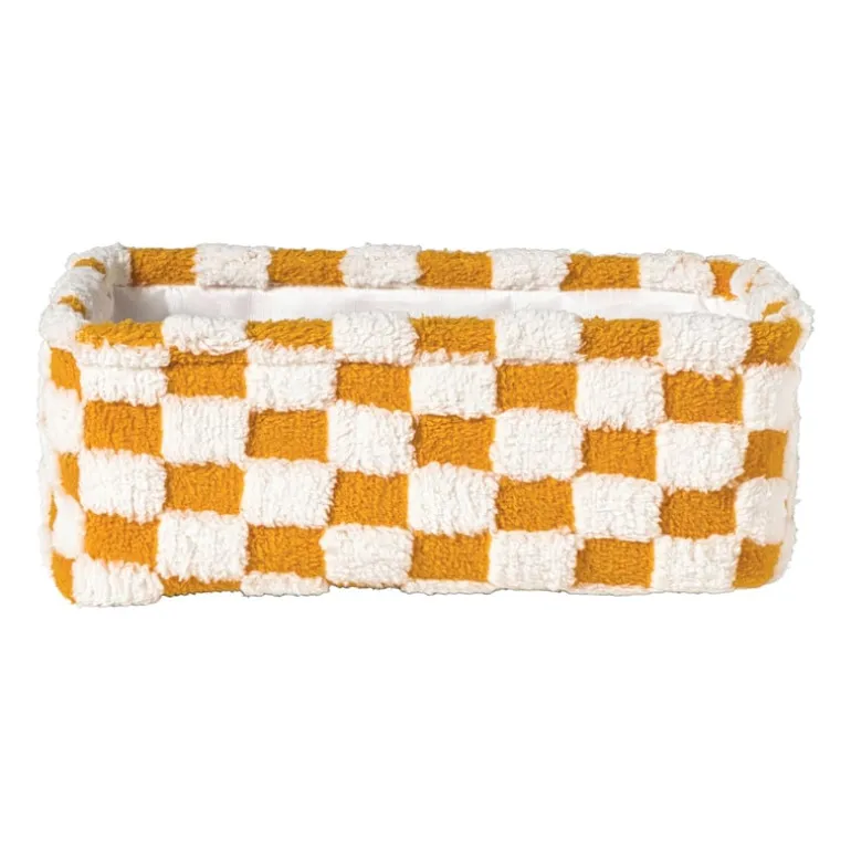 Mand checks klein - oranje/wit - 11x30x20 cm