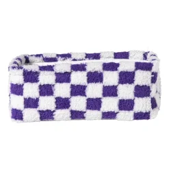 Mand checks klein - paars/wit - 11x30x20 cm