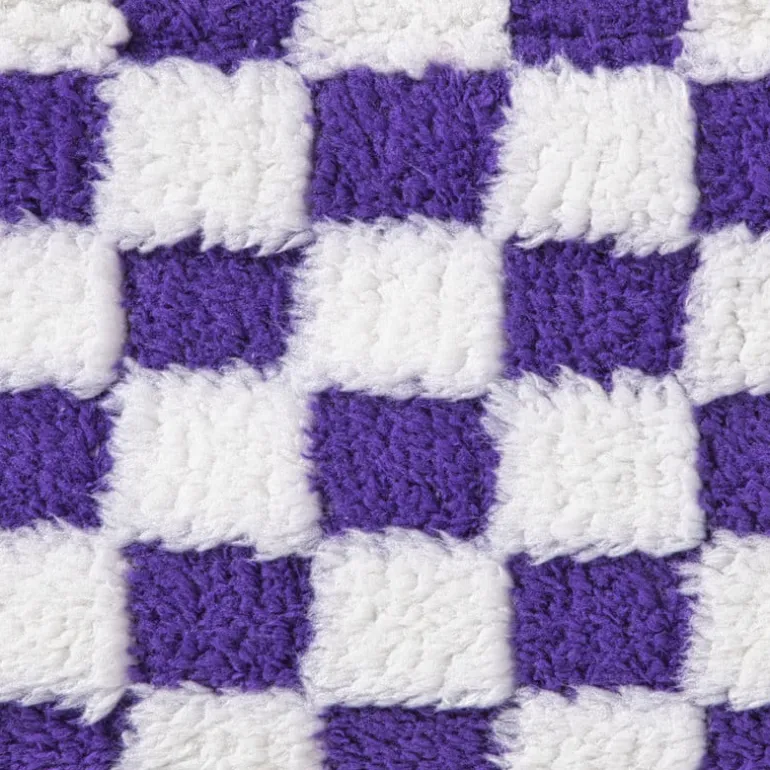 Mand checks middel - paars/wit - 13x33x23 cm