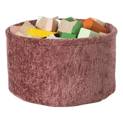 Mand chenille rond - rood - ø24x14 cm
