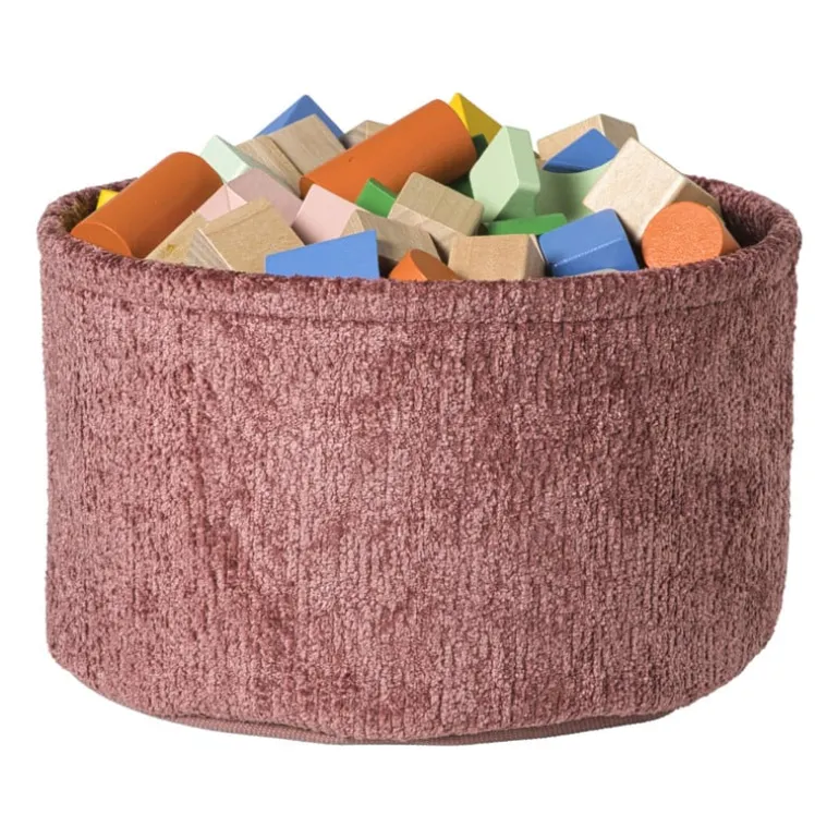 Mand chenille rond - rood - ø27x16 cm