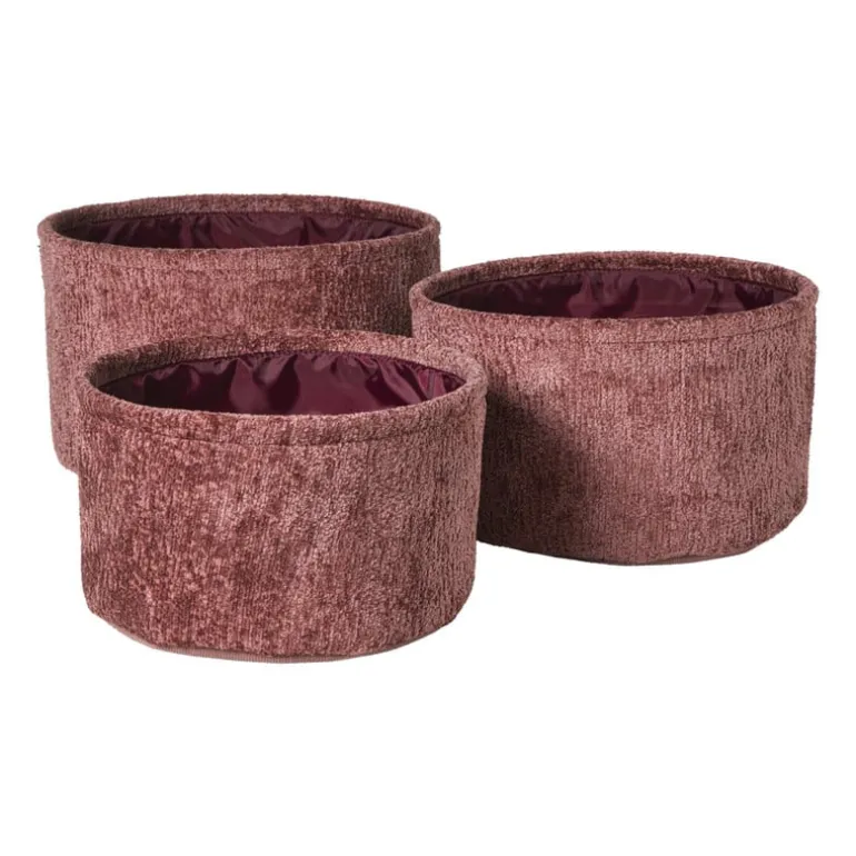 Mand chenille rond - rood - ø27x16 cm