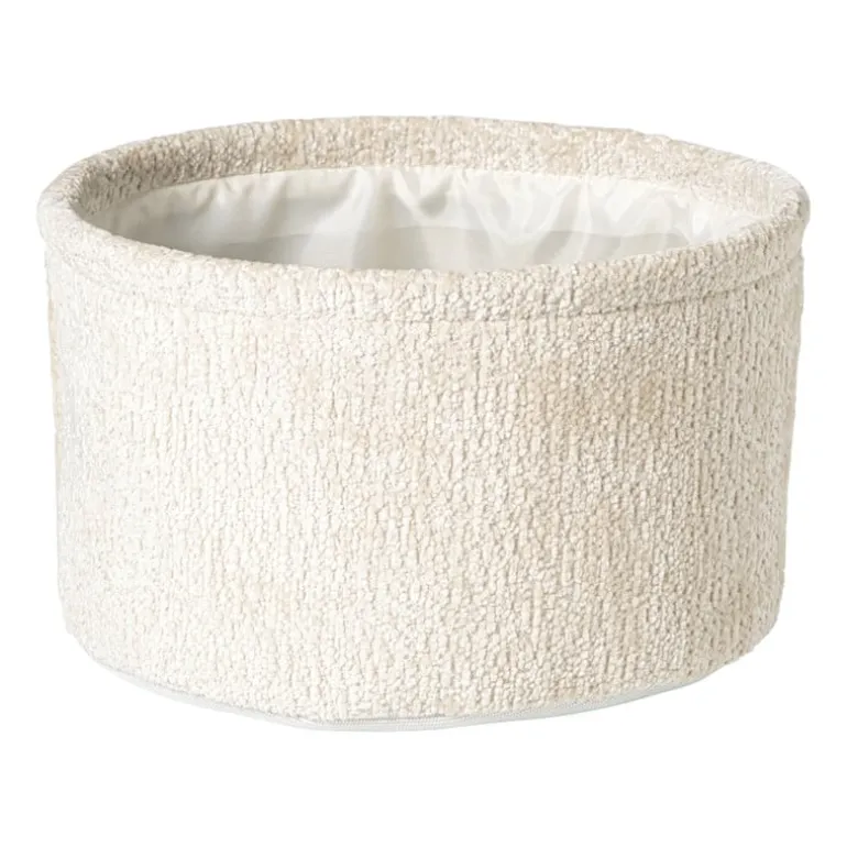 Mand chenille rond - wit - ø24x14 cm