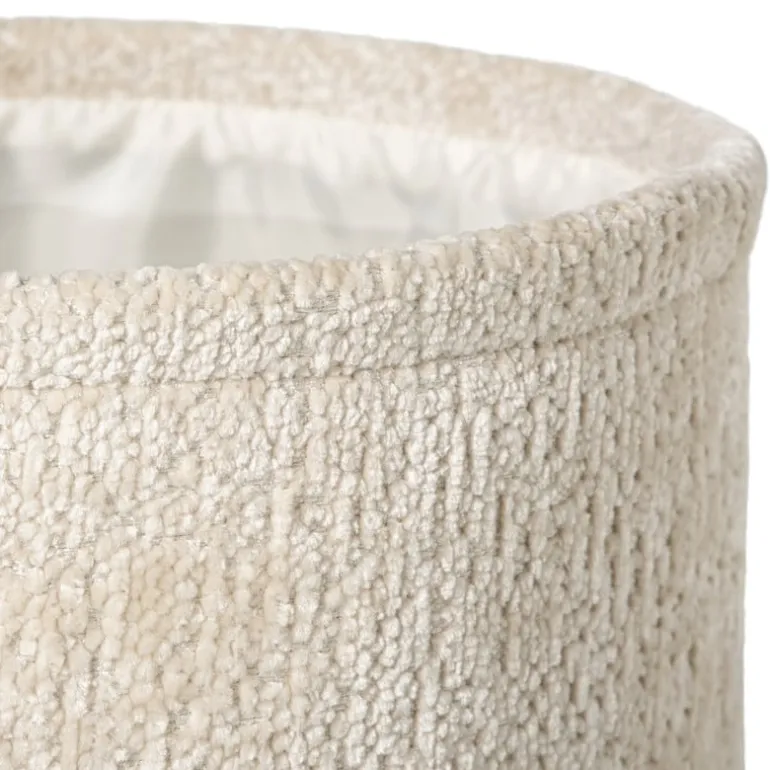 Mand chenille rond - wit - ø24x14 cm