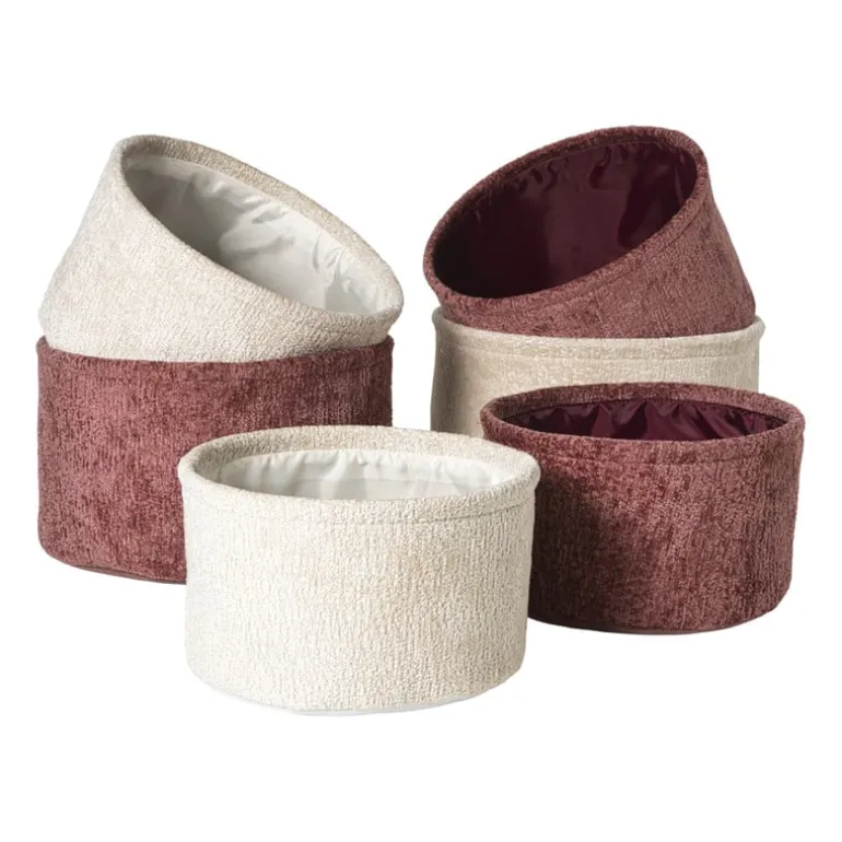 Mand chenille rond - wit - ø27x16 cm