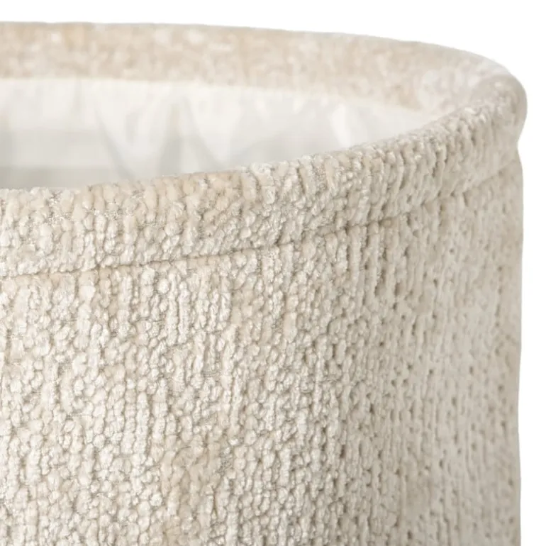 Mand chenille rond - wit - ø27x16 cm