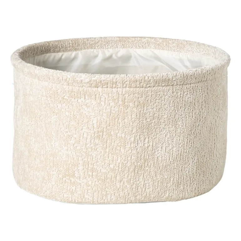 Mand chenille rond - wit - ø30x18 cm