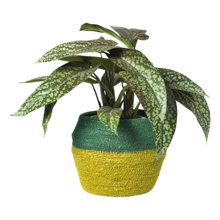Mand colorblock - groen/geel - ø20x25 cm