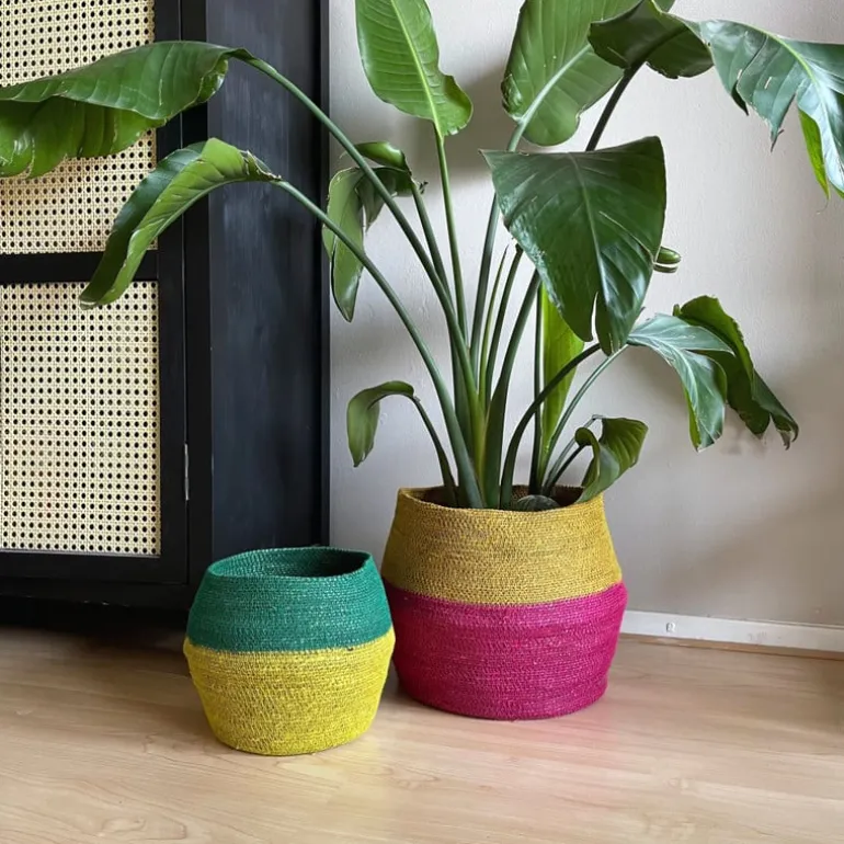 Mand colorblock - groen/geel - ø20x25 cm