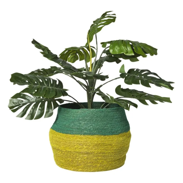 Mand colorblock - groen/geel - ø35x26 cm