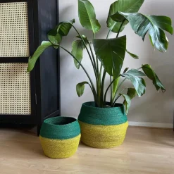 Mand colorblock - groen/geel - ø35x26 cm