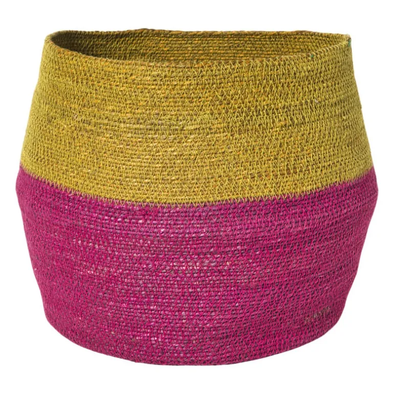Mand colorblock - roze/geel - ø35x26 cm
