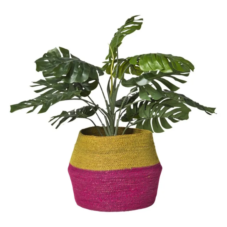 Mand colorblock - roze/geel - ø35x26 cm