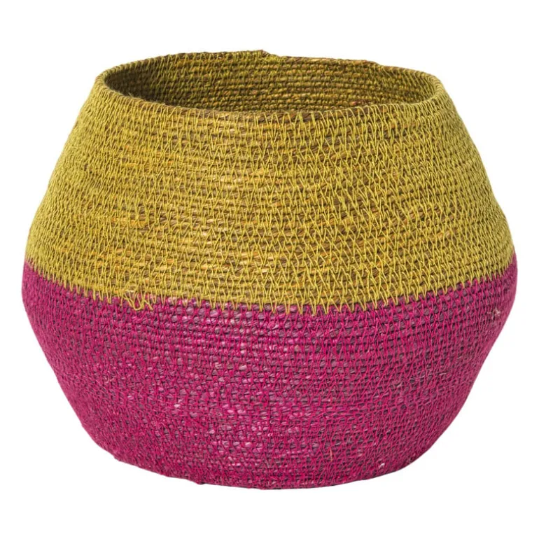 Mand colorblock - roze/geel - ø20x25 cm