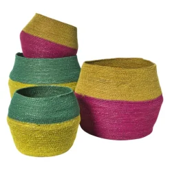 Mand colorblock - roze/geel - ø20x25 cm