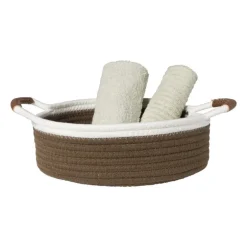 Mand colors laag - bruin/wit - ø27x9 cm