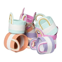 Mand colors met hengsels - blauw/wit - ø17x21 cm