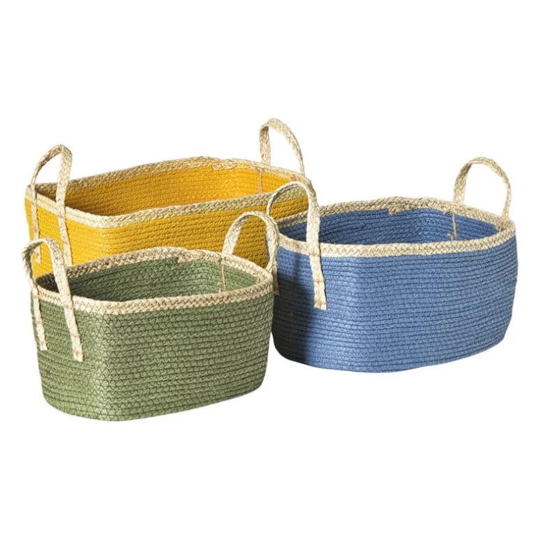 Mand colors rechthoekig - groen/bruin - 16x30x20 cm