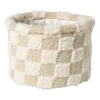 Mand geruit rond maat L - beige - ø22x16 cm