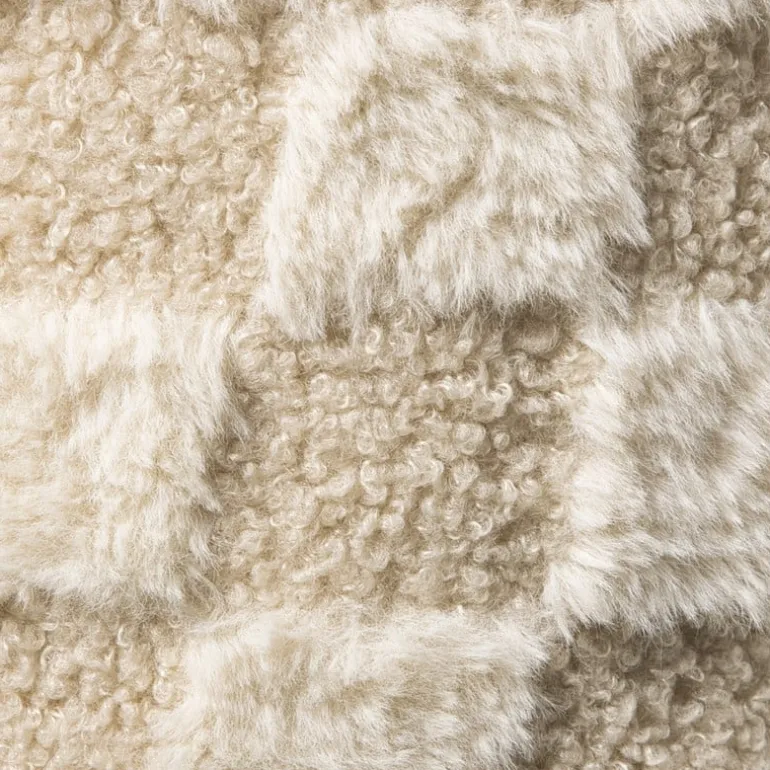 Mand geruit rond maat L - beige - ø22x16 cm