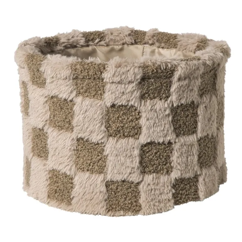 Mand geruit rond maat XL - bruin - ø24x18 cm