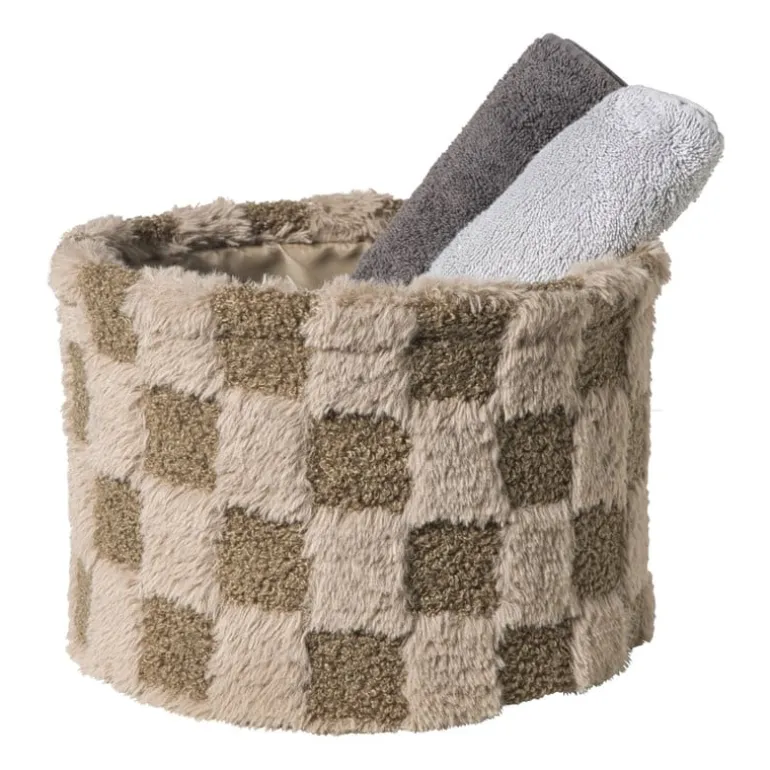 Mand geruit rond maat XL - bruin - ø24x18 cm