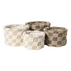 Mand geruit rond maat XL - bruin - ø24x18 cm