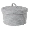 Mand met deksel Julia - grijs - ø22x13 cm
