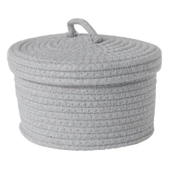 Mand met deksel Julia - grijs - ø22x13 cm