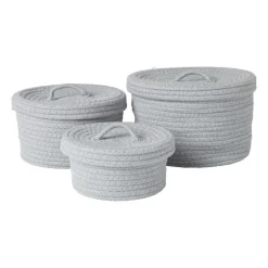 Mand met deksel Julia - grijs - ø22x13 cm