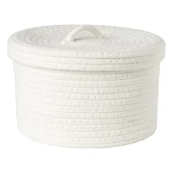 Mand met deksel Julia - wit - ø25x15 cm
