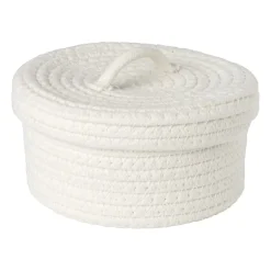 Mand met deksel Julia - wit - ø19x10 cm
