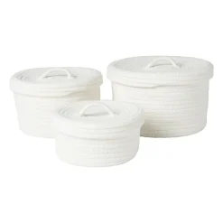 Mand met deksel Julia - wit - ø19x10 cm