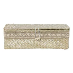 Mand met deksel Stijn - naturel - 9.5x32x12 cm