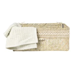 Mand met deksel Stijn - 11x27.5x17.5 cm - wit