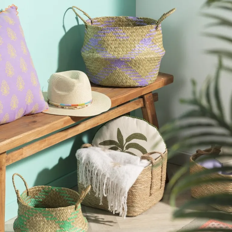 Mand streep - bruin/turquoise - ø23x28 cm