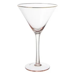 Martiniglas roze gouden rand - glas - 220 ml