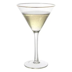 Martiniglas roze gouden rand - glas - 220 ml