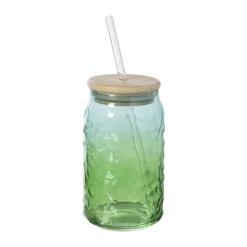 Mason jar iriserend - groen - ø7.5x14 cm