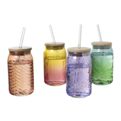 Mason jar iriserend - paars - ø7.5x14 cm