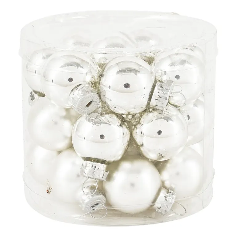 Mini kerstbal - zilver - set van 24