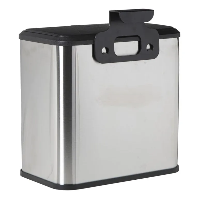 Mini prullenbak - zwart/zilverkleurig - 16.8x25x24.2 cm