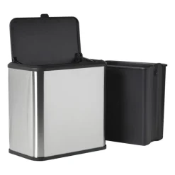 Mini prullenbak - zwart/zilverkleurig - 16.8x25x24.2 cm