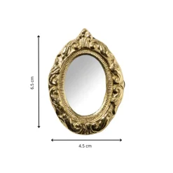 Mini spiegel ovaal - goudkleurig - 6.5x4.5x1 cm