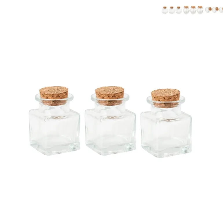 Mini voorraadpotje met kurk - set van 3 - 5 ml