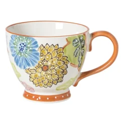 Mok bloemen - blauw/geel - 350 ml